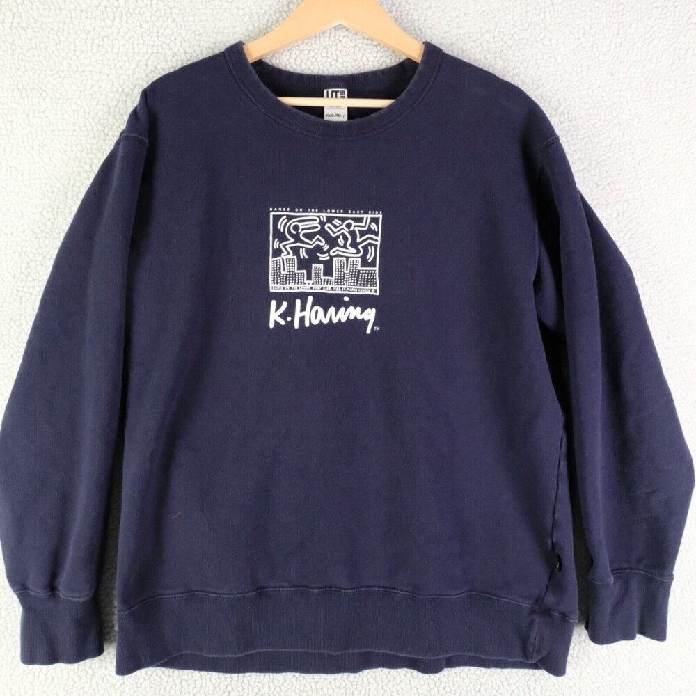 Keith Hering Uniqlo Sweatshirt Womens Extra Large Navy Blue Pullover Dance